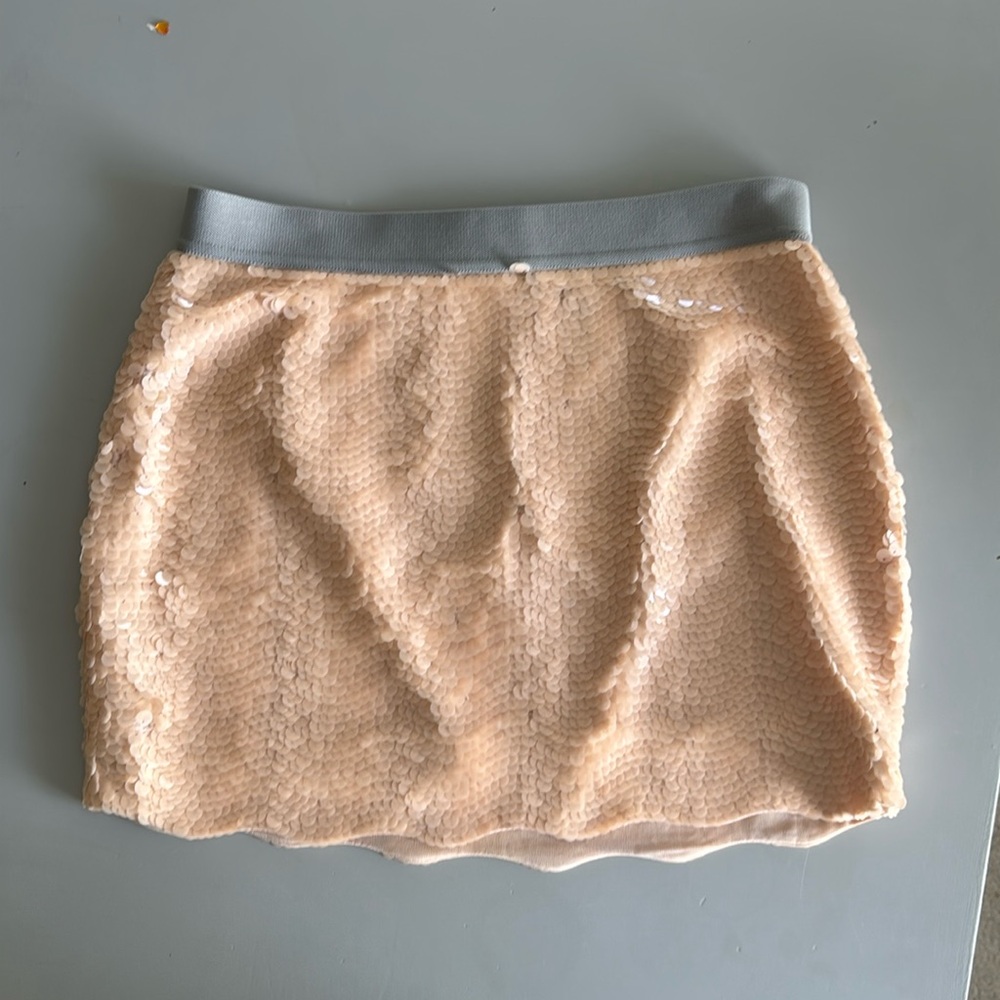 Peach sequin mini skirt